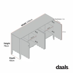 Henley Scalloped Edge 150cm Wide Sideboard, Blue Spruce -Daals BSD 157 CHART 2