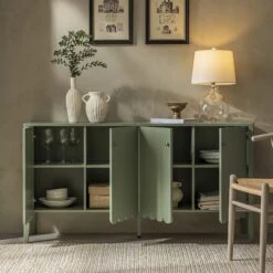 Henley Scalloped Edge 150cm Wide Sideboard, Sage Green -Daals BSD 157 SAGE scene2