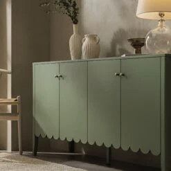 Henley Scalloped Edge 150cm Wide Sideboard, Sage Green -Daals BSD 157 SAGE scene3