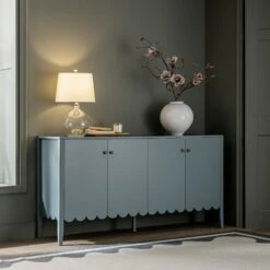 Henley Scalloped Edge 150cm Wide Sideboard, Blue Spruce