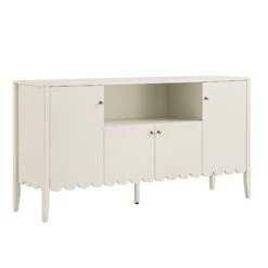 Henley Scalloped Edge 150cm Wide Sideboard With Open Shelf, Light Sand 21 Henley Scalloped Edge 150cm Wide Sideboard With Open Shelf, Light Sand -Daals BSD 158 BEIGE WB2