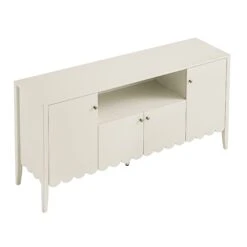 Henley Scalloped Edge 150cm Wide Sideboard With Open Shelf, Light Sand 25 Henley Scalloped Edge 150cm Wide Sideboard With Open Shelf, Light Sand -Daals BSD 158 BEIGE WB5