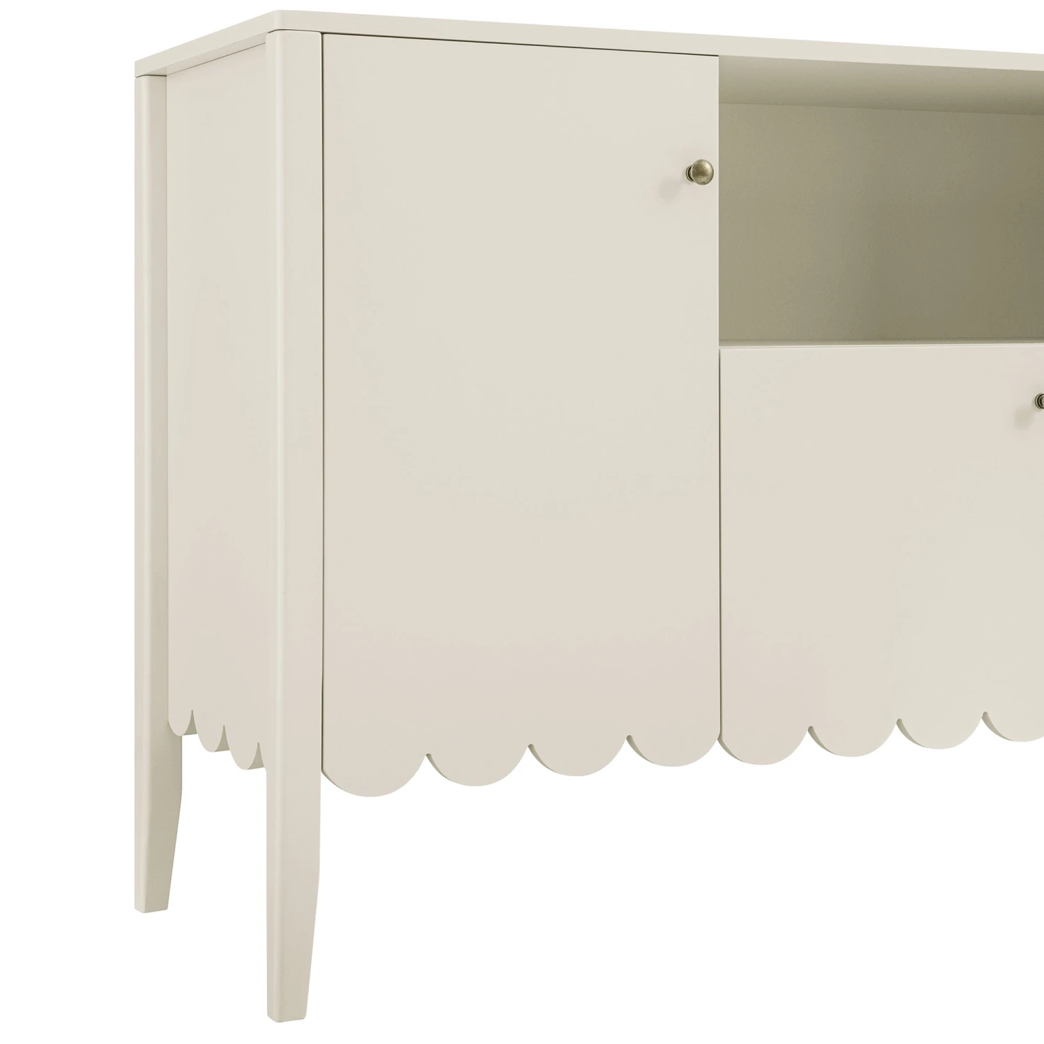 Henley Scalloped Edge 150cm Wide Sideboard With Open Shelf, Light Sand 13 Henley Scalloped Edge 150cm Wide Sideboard With Open Shelf, Light Sand - Image 13