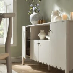 Henley Scalloped Edge 150cm Wide Sideboard With Open Shelf, Light Sand 19 Henley Scalloped Edge 150cm Wide Sideboard With Open Shelf, Light Sand -Daals BSD 158 BEIGE scene3