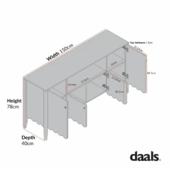 Henley Scalloped Edge 150cm Wide Sideboard With Open Shelf, Sage Green -Daals BSD 158 CHART 1