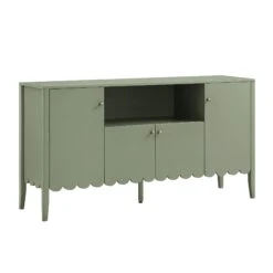 Henley Scalloped Edge 150cm Wide Sideboard With Open Shelf, Sage Green -Daals BSD 158 SAGE WB2