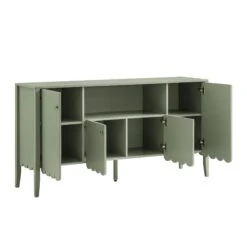 Henley Scalloped Edge 150cm Wide Sideboard With Open Shelf, Sage Green -Daals BSD 158 SAGE WB4