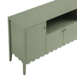 Henley Scalloped Edge 150cm Wide Sideboard With Open Shelf, Sage Green -Daals BSD 158 SAGE detail1