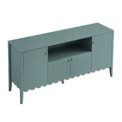 Henley Scalloped Edge 150cm Wide Sideboard With Open Shelf, Blue Spruce -Daals BSD 158 TEAL WB5