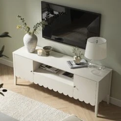Henley Scalloped Edge 150cm Wide TV Unit, Light Sand -Daals BSD 159 BEIGE scene3