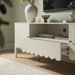 Henley Scalloped Edge 150cm Wide TV Unit, Light Sand -Daals BSD 159 BEIGE scene4