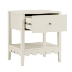 Henley Scalloped Edge Bedside Table With Drawer, Light Sand -Daals BSD 160 BEIGE WB3
