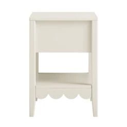Henley Scalloped Edge Bedside Table With Drawer, Light Sand -Daals BSD 160 BEIGE WB5