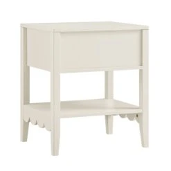 Henley Scalloped Edge Bedside Table With Drawer, Light Sand -Daals BSD 160 BEIGE WB6