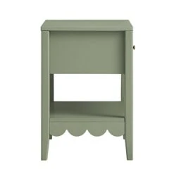 Henley Scalloped Edge Bedside Table With Drawer, Sage Green -Daals BSD 160 SAGE WB5