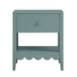 Henley Scalloped Edge Bedside Table With Drawer, Blue Spruce -Daals BSD 160 TEAL WB1