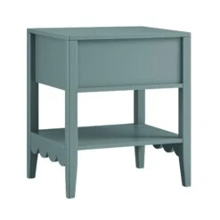 Henley Scalloped Edge Bedside Table With Drawer, Blue Spruce -Daals BSD 160 TEAL WB6