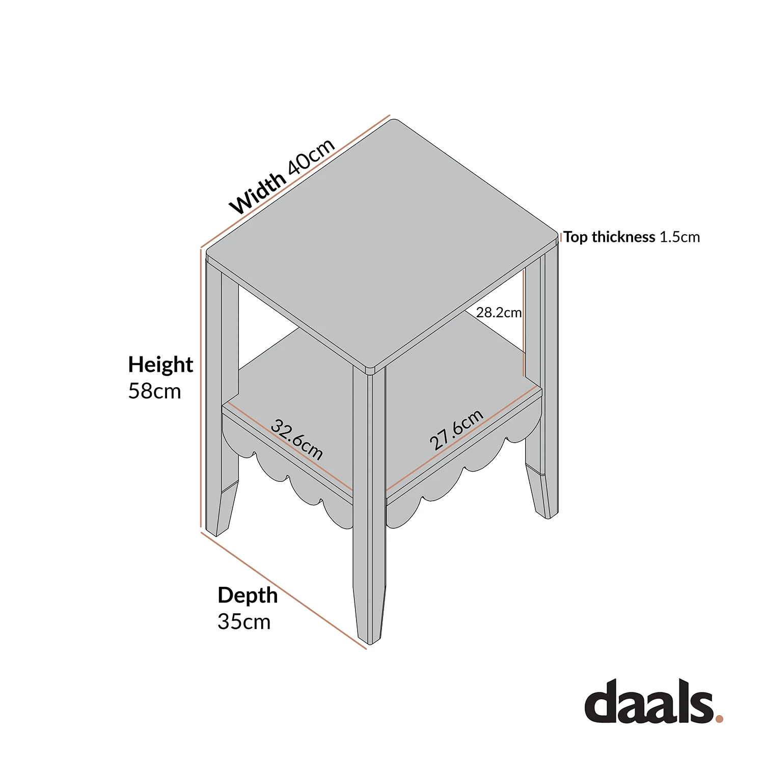 Henley Scalloped Edge Side Table, Blue Spruce 3 Henley Scalloped Edge Side Table, Blue Spruce - Image 3
