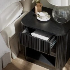 Maru 1-Drawer Bedside Table, Black -Daals BSD 167 BLACK scene3