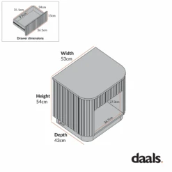 Maru 1-Drawer Bedside Table, Sage Green 21 Maru 1-Drawer Bedside Table, Sage Green -Daals BSD 167 CHART 1