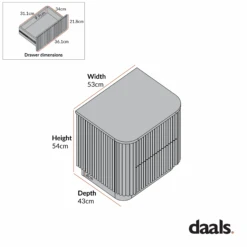 Maru 2-Drawer Bedside Table, Sage Green -Daals BSD 168 CHART 2