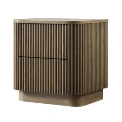 Maru 2-Drawer Bedside Table, Silver Oak -Daals BSD 168 SILK WB2