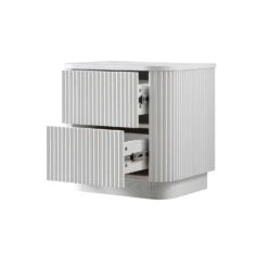Maru 2-Drawer Bedside Table, Washed White -Daals BSD 168 WHITE WB3