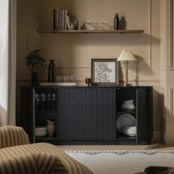 Maru Large 2-Door Sideboard With Drawers, Black -Daals BSD 171 BLACK scene2