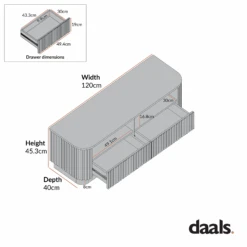 Maru 120cm TV Unit With Drawers, Black -Daals BSD 173 CHART