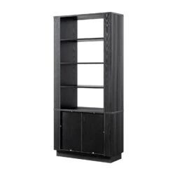 Maru Bookcase With Cabinet, Black -Daals BSD 175 BLACK WB6