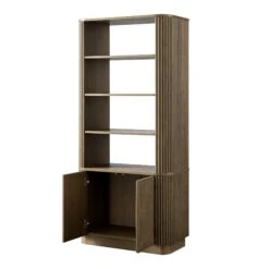 Maru Bookcase With Cabinet, Silver Oak -Daals BSD 175 SILK WB4
