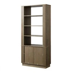 Maru Bookcase With Cabinet, Silver Oak -Daals BSD 175 SILK WB6