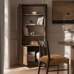 Maru Bookcase With Cabinet, Silver Oak -Daals BSD 175 SILK scene2
