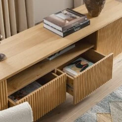 Maru 200cm Wide TV Unit With Drawers, Oak -Daals BSD 180 OAK scene4