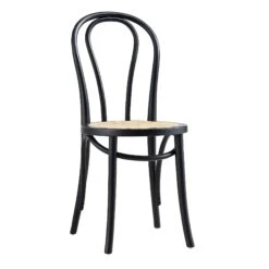 Camille Elm Wood And Rattan Bentwood Dining Chair, Black -Daals DCH 002 BLACK WB3