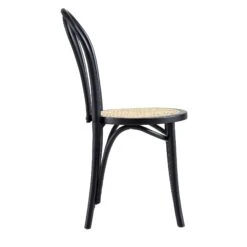 Camille Elm Wood And Rattan Bentwood Dining Chair, Black -Daals DCH 002 BLACK WB4
