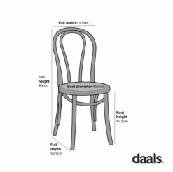 Camille Elm Wood And Rattan Bentwood Dining Chair, Distressed White -Daals DCH 002 CHART