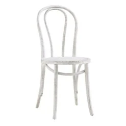 Camille Elm Wood And Rattan Bentwood Dining Chair, Distressed White -Daals DCH 002 WASHWHITE WB3