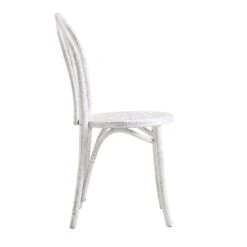 Camille Elm Wood And Rattan Bentwood Dining Chair, Distressed White -Daals DCH 002 WASHWHITE WB4