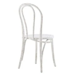 Camille Elm Wood And Rattan Bentwood Dining Chair, Distressed White -Daals DCH 002 WASHWHITE WB5