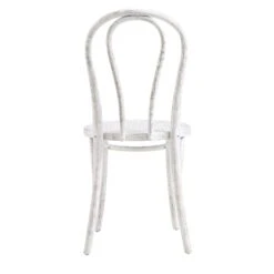 Camille Elm Wood And Rattan Bentwood Dining Chair, Distressed White -Daals DCH 002 WASHWHITE WB6