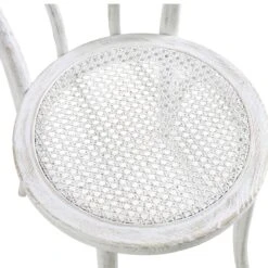 Camille Elm Wood And Rattan Bentwood Dining Chair, Distressed White -Daals DCH 002 WASHWHITE detail1