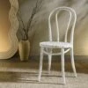Camille Elm Wood And Rattan Bentwood Dining Chair, Distressed White