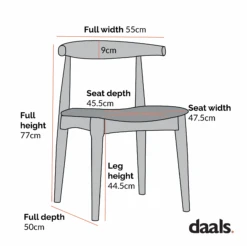 Arley Set Of 2 Beech Wood Dining Chairs, Natural And Light Taupe Striped -Daals DCH 007 2P CHART 4