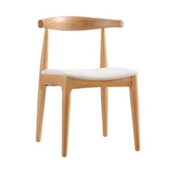 Arley Set Of 2 Beech Wood Dining Chairs, Natural And Beige -Daals DCH 007 NAT BEIGEFAB 2P WB2