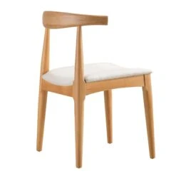 Arley Set Of 2 Beech Wood Dining Chairs, Natural And Beige -Daals DCH 007 NAT BEIGEFAB 2P WB5