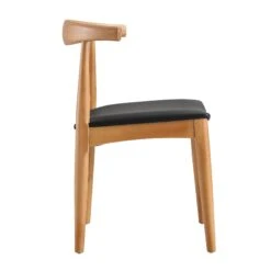 Arley Set Of 2 Beech Wood Dining Chairs, Natural And Black -Daals DCH 007 NAT BLACKPU 2P WB4