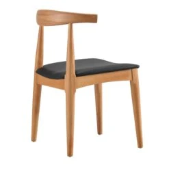 Arley Set Of 2 Beech Wood Dining Chairs, Natural And Black -Daals DCH 007 NAT BLACKPU 2P WB5