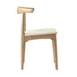 Arley Set Of 2 Beech Wood Dining Chairs, Natural And Light Taupe Striped -Daals DCH 007 NAT TAUPESTRIPE 2P WB5