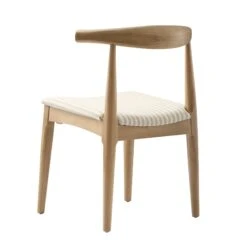 Arley Set Of 2 Beech Wood Dining Chairs, Natural And Light Taupe Striped -Daals DCH 007 NAT TAUPESTRIPE 2P WB6